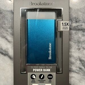 Brookstone Silver and Blue Power Bank